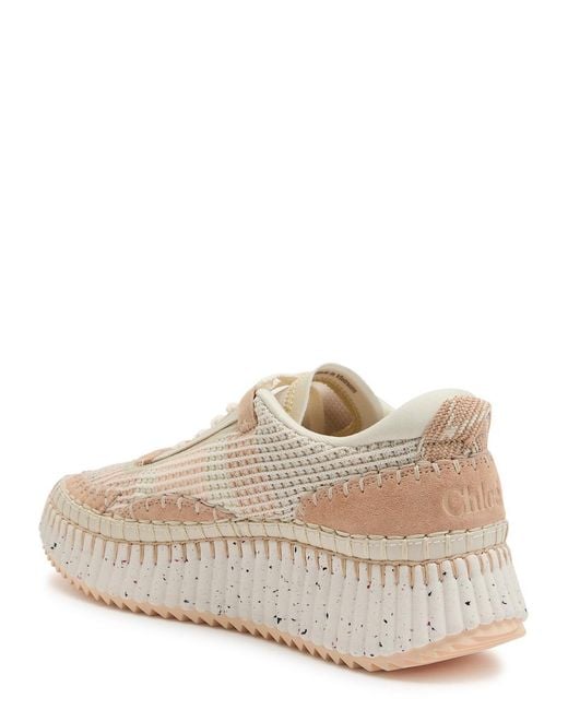 Chloé Natural Nama Panelled Knitted Sneakers