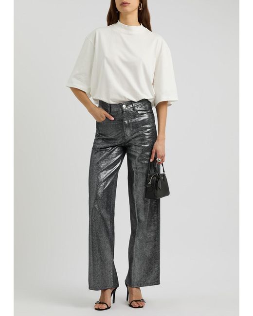 Isabel Marant Gray Cover Metallic Wide-Leg Jeans