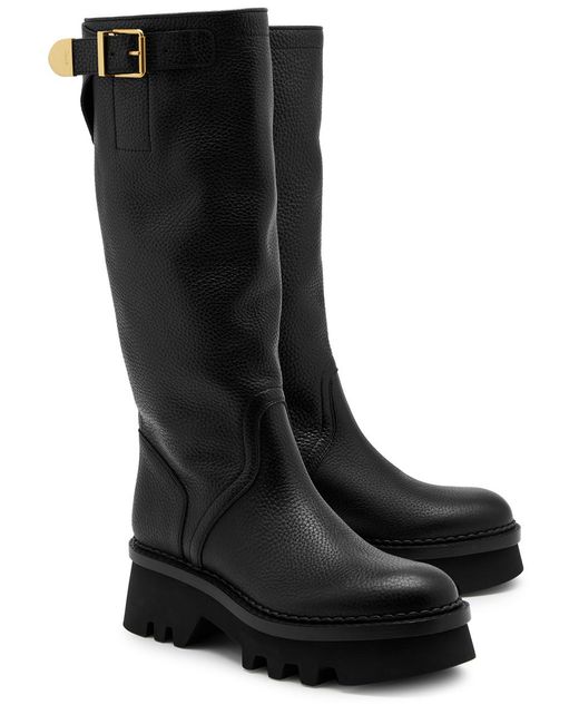 Chloé Black Owena Leather Knee-high Boots