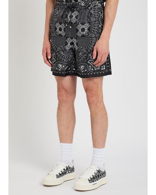 Amiri Gray Checked Silk Shorts for men