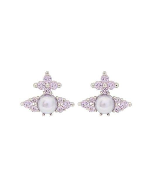 Vivienne Westwood White Feodora Embellished-Orb Stud Earrings