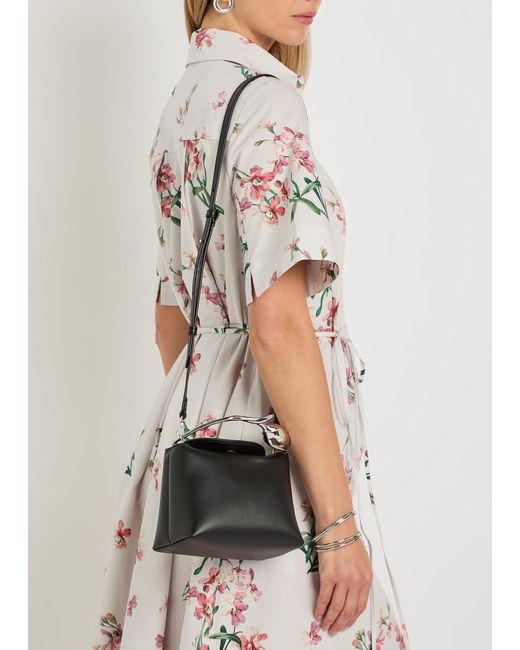 Erdem Black Bloom Mini Leather Top Handle Bag