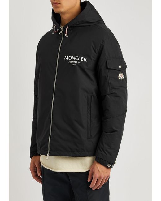 Moncler Black Granero Logo Hooded Nylon Jacket for men