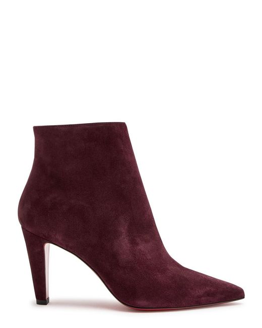 Christian Louboutin Red Vibella Booty 85 Suede Ankle Boots