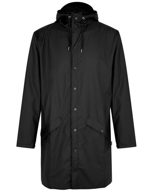 Rains Long Matte Rubberised Raincoat in Black for Men Lyst UK