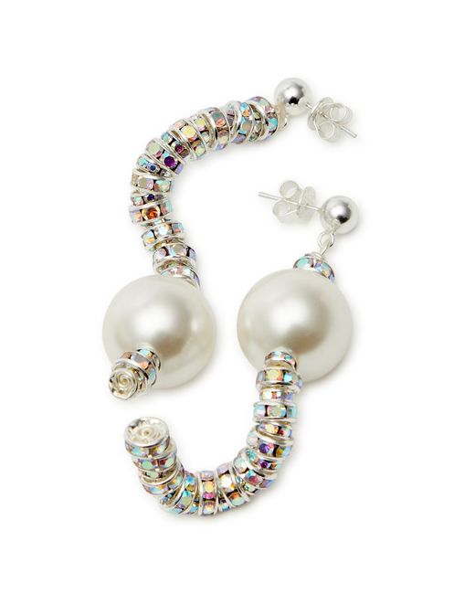 PEARL OCTOPUSS.Y White Pearl Octopuss. Y Diamond Snakes -plated Drop Earrings