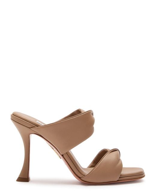 Aquazzura Natural Twist 95 Almond Leather Sandals, Sandals Size 3
