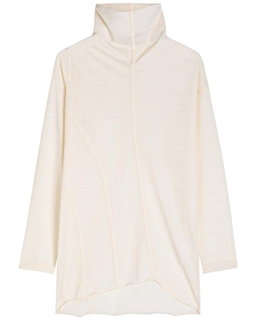High White Spot On Asymmetric Wool-Jersey Top