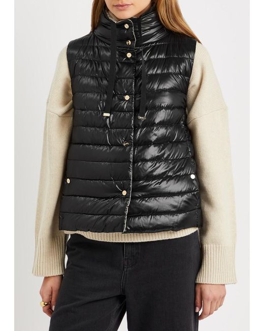 Herno Black Ultralight Reversible Quilted Shell Gilet
