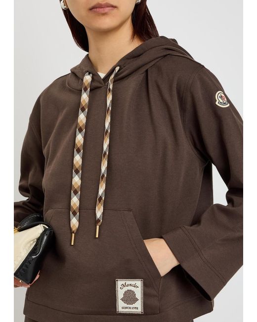 Moncler Brown Hooded Cotton-Blend Sweatshirt