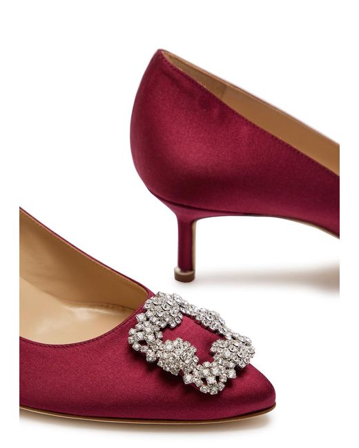 Manolo Blahnik Red Hangisi 50 Satin Pumps