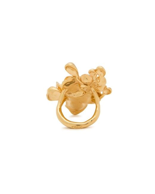 Chloé Metallic Floral Sculpted Ring
