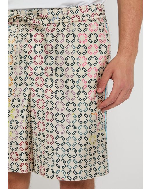 Givenchy White Logo-Intarsia Silk Pyjama Shorts for men