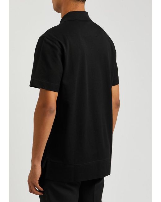 Givenchy Black 4g-embroidered Piqué Cotton Polo Shirt for men