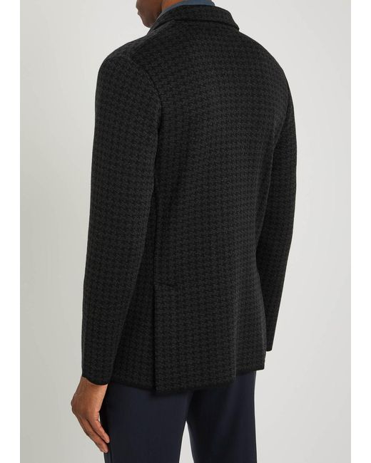Lardini Black Houndstooth Wool Cardigan for men