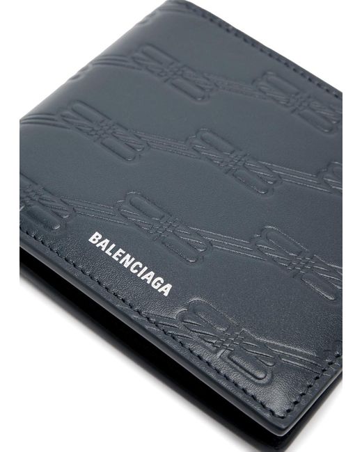 Balenciaga Blue Logo-debossed Leather Wallet for men