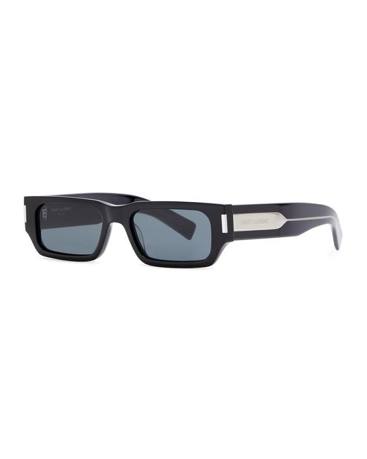 Saint Laurent Black Rectangle-frame Sunglasses for men