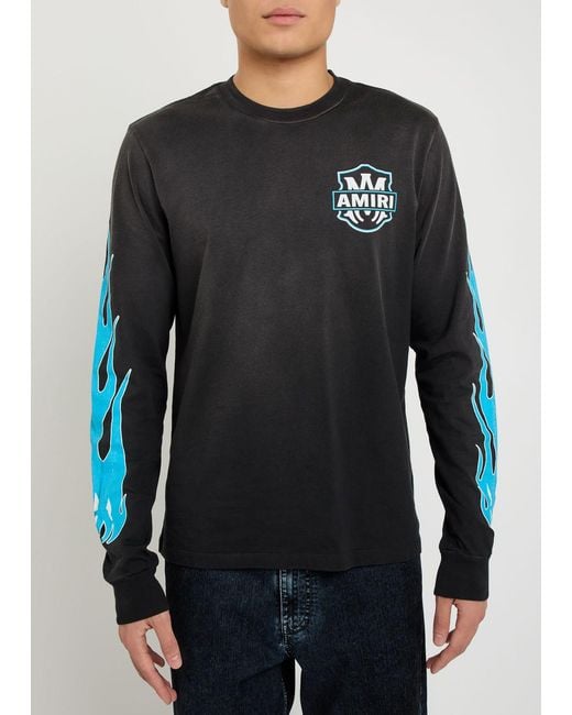 Amiri Black Eagle Flames Long Sleeve T-Shirt for men