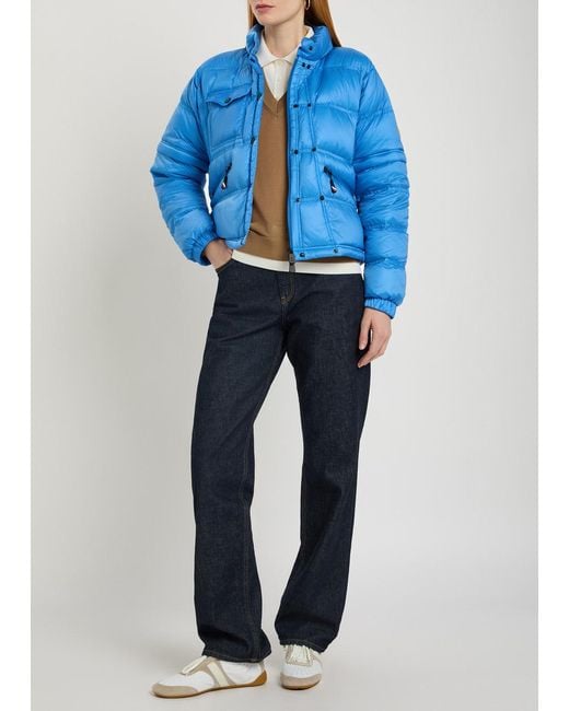 Moncler Blue Mauduits Padded Shell Bomber Jacket