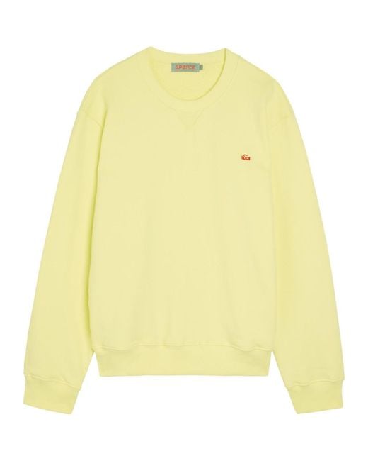 Spense Yellow Logo-Embroidered Cotton Sweatshirt