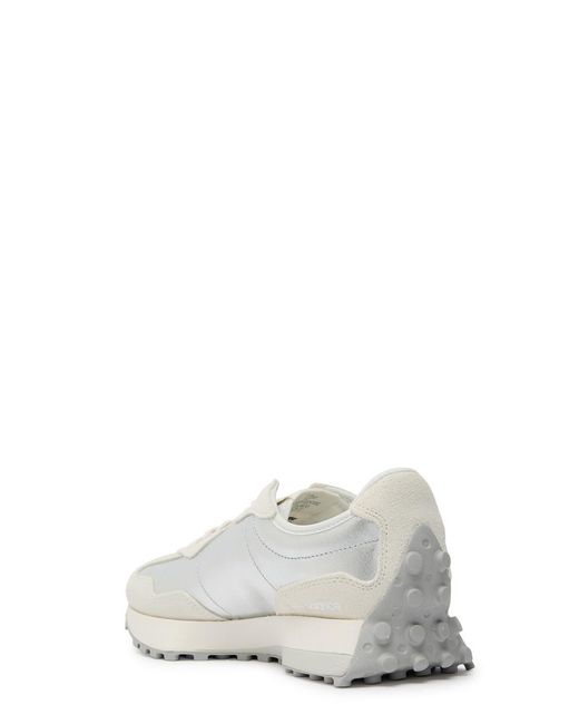 New Balance White 327 Panelled Metallic Leather Sneakers