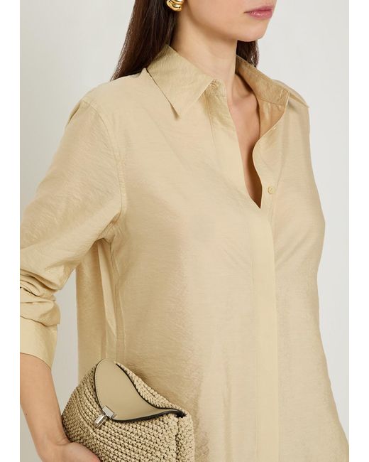 Totême  Natural Crinkled Silk-Blend Maxi Shirt Dress