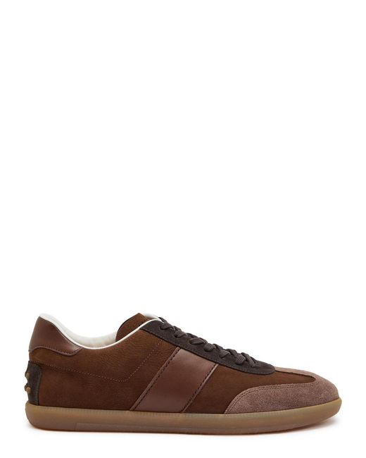 Tod's Brown Panelled Nubuck Sneakers for men