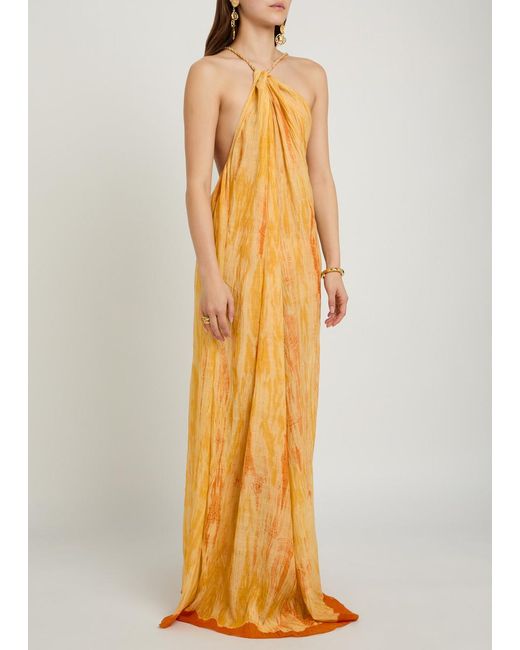 Delos Metallic Amaya Shibori Cotton And Silk-Blend Maxi Dress