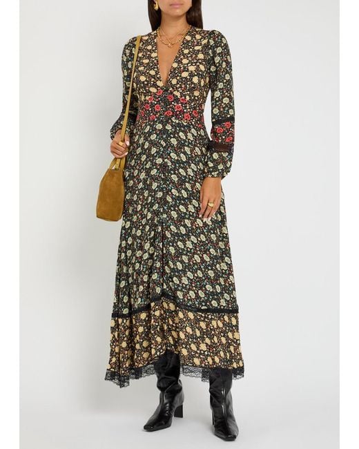 Rixo Multicolor Raven Floral-Print Crepe De Chine Maxi Dress
