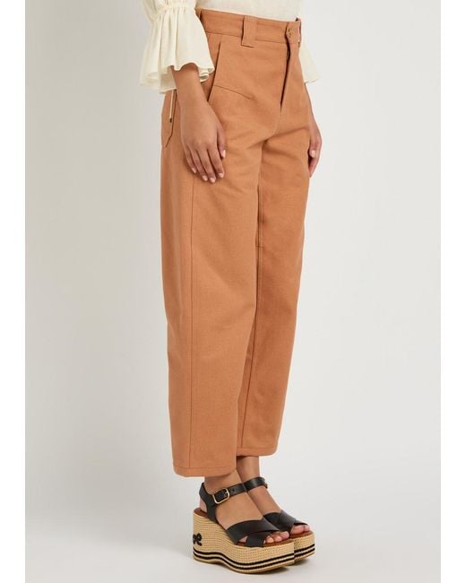Chloé Orange Barrel-Leg Canvas Trousers