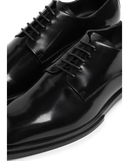 Alexander McQueen Black Leather Derby Shoes for men