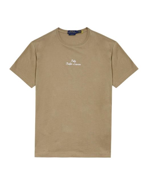 Polo Ralph Lauren Natural Logo-Embroidered Cotton T-Shirt for men