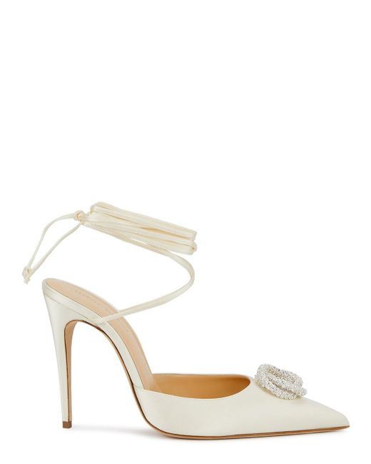 Magda Butrym 115 Embellished Satin Lace-up Pumps in White | Lyst