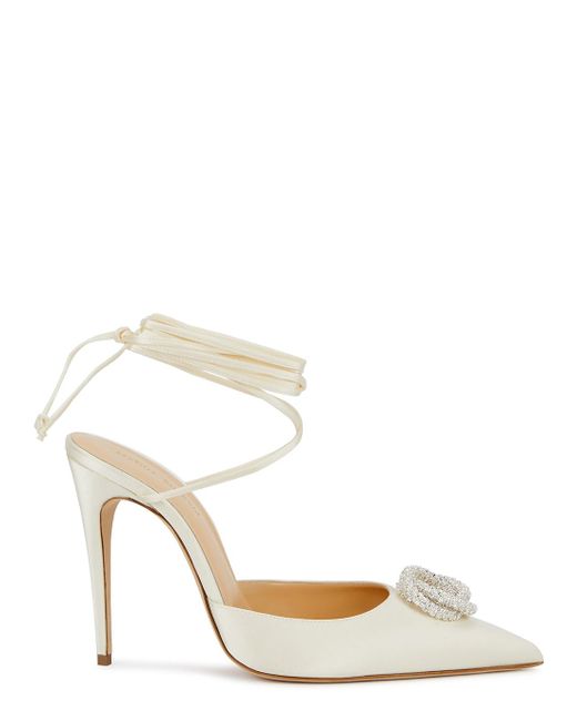 Magda Butrym 115 Embellished Satin Laceup Pumps in White Lyst