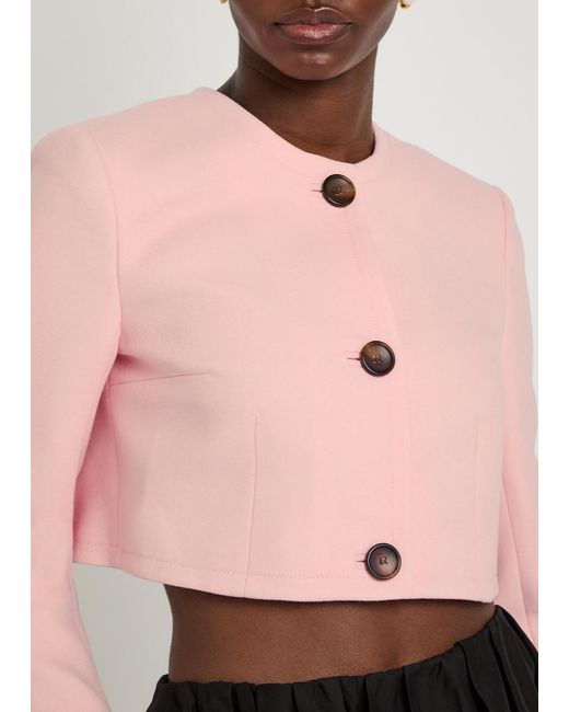 Emilia Wickstead Pink Lizette Wool-Crepe Cropped Jacket