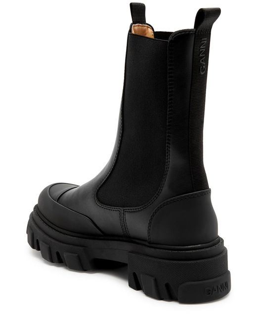 Ganni Black Mid-calf Leather Boots