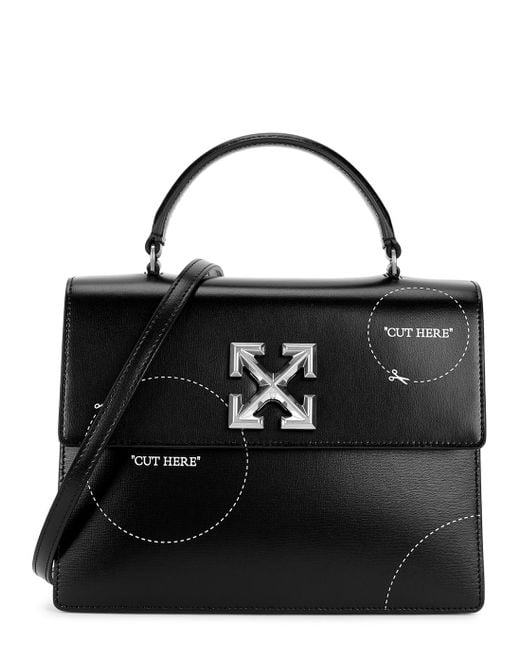 Off-White c/o Virgil Abloh "cut Here" Jitney 1.4 Leather Top Handle Bag in  Black | Lyst