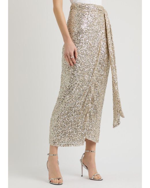 Never Fully Dressed Jaspre Sequin Midi Wrap Skirt in White | Lyst Never Fully Dressed Jaspre Sequin Midi Wrap Skirt in White | Lyst