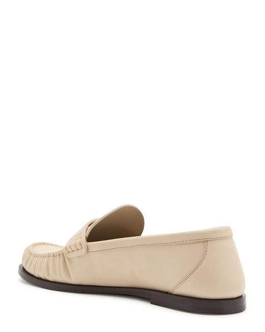 Saint Laurent Natural Logo-Plaque Leather Loafers