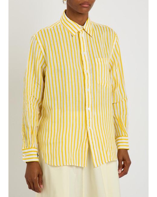 Polo Ralph Lauren Yellow Striped Linen And Cotton-Blend Shirt