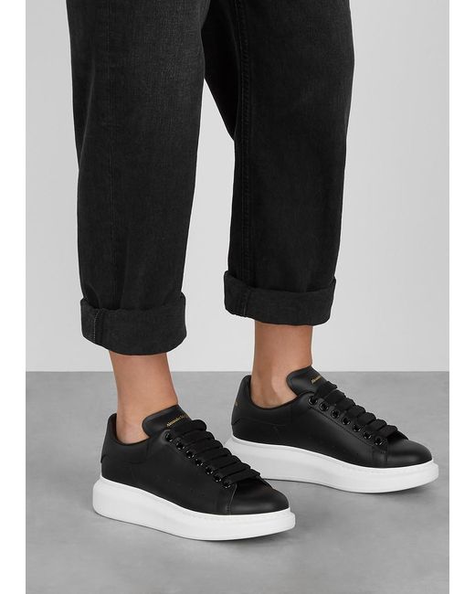 Alexander McQueen Black Oversized Leather Sneakers, Sneakers