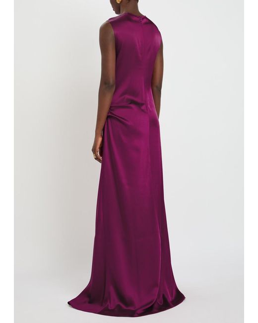 Stella McCartney Purple Draped Satin-Crepe Gown