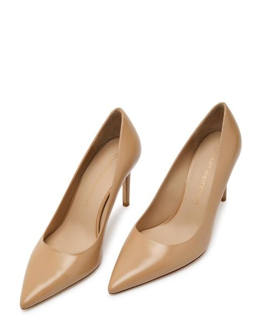 Stuart Weitzman Natural Stuart Power 85 Leather Pumps