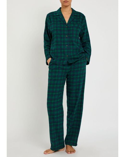 Eberjey Green Plaid Flannel Pyjama Set