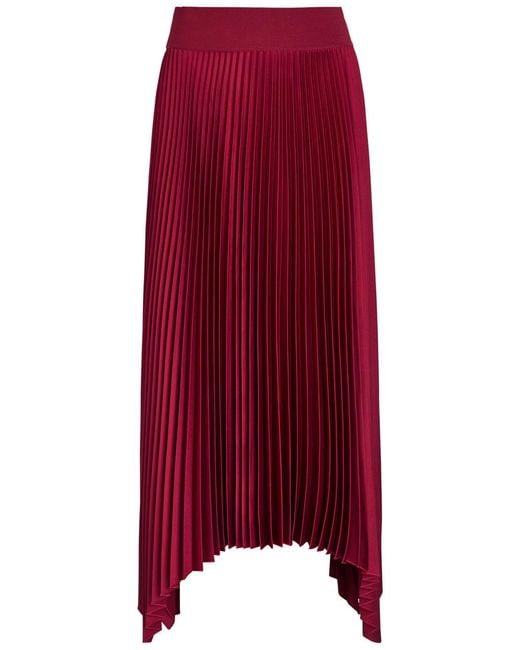 Joseph Red Ade Plissé Satin Midi Skirt