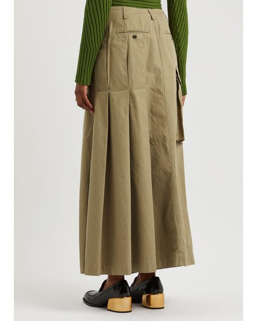 Dries Van Noten Natural Skilt Cotton Maxi Wrap Skirt