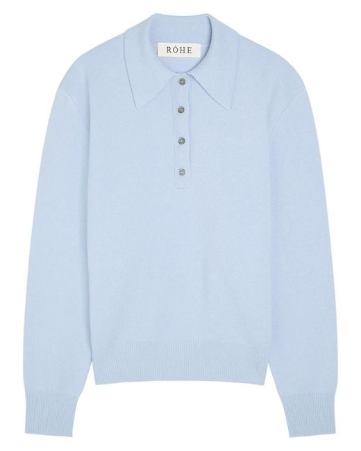 Rohe Blue Compact Wool And Cashmere-Blend Polo Top