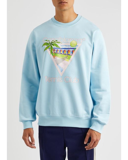 Casablancabrand Blue Tennis Club Icon Printed Cotton Sweatshirt for men
