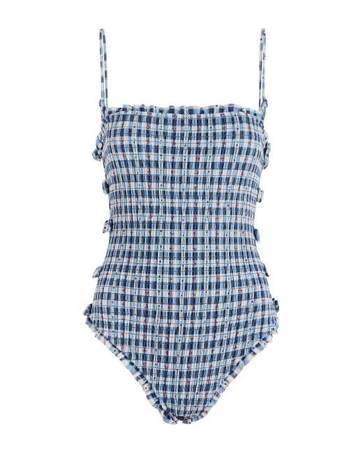 Damson Madder Blue Betty Printed Smocked Swimsuit