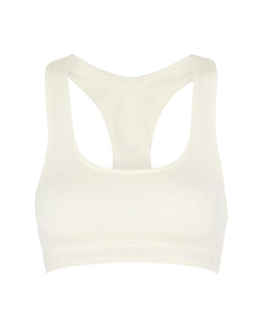 Prism White Elated Ribbed Sports Bra
